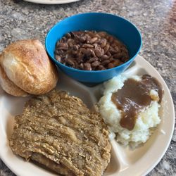 Jimmy's Diner - Country fried steak, mashed potatoes and pinto beans.