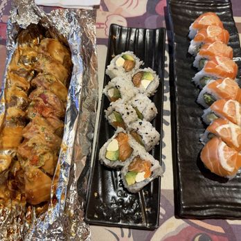 Sushi Koya - Salmon Roll, Philadelphia Roll (8 Pieces), a Flaming Roll - Sushi Bars Near Me - San Jose, California Sushi Koya - Salmon Roll, Philadelphia Roll (8 Pieces), a Flaming Roll - Sushi Bars Near Me - San Jose, California