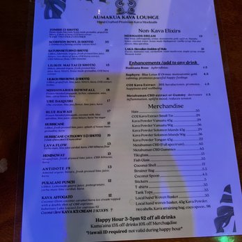 Aumakua Kava Lounge - Menu - Cocktail Bars Near Me - Paia, Hawaii