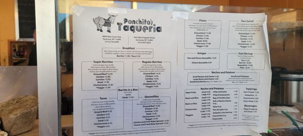 Menu photo 1 Ponchito's Taqueria Syracuse, NY