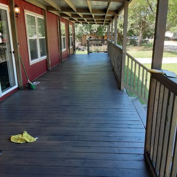 What A View - Finished staining deck. - Pressure Washers Near Me