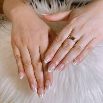 Angel Nails & Spa - Full Acrylic Set with French tips and chrome polish. - Nail Salons Near Me - Elk Grove, California