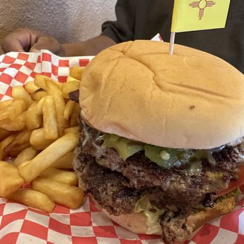 Jack N Grill - The DEZ. Double green chile burger. Huge! - Breakfast & Brunch Near Me - Belen, New Mexico