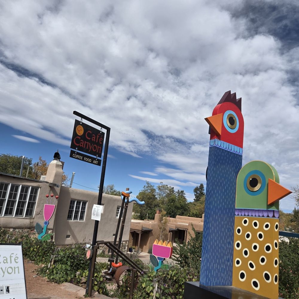 Cafe Canyon - Yard art! If you see this. You've made it. Walk down the stairs. - Coffee & Tea Near Me - Santa Fe, New Mexico Cafe Canyon - Yard art! If you see this. You've made it. Walk down the stairs. - Coffee & Tea Near Me - Santa Fe, New Mexico
