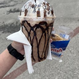 Coffee mocha frap! And snack