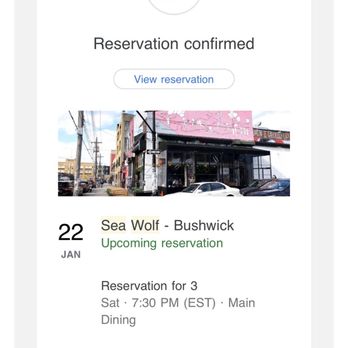Sea Wolf - Bushwick - Reservation confirmation - Cocktail Bars Near Me - Brooklyn, New York