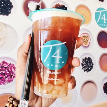 T4 - Lychee Black Tea w/ Lychee Jelly! - Bubble Tea Near Me - Stockton, California