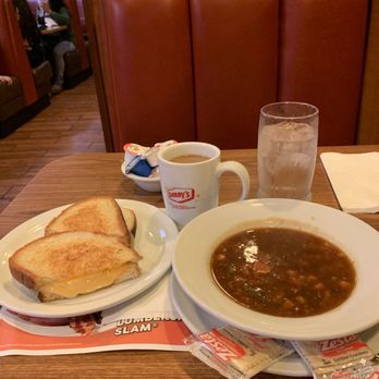 Denny's - Grilled Cheese Sandwich with Beef Vegetable Soup with crackers, decaffeinated coffee and iced water. - Diners Near Me - Oceanside, California