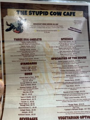 Menu photo 1 The Stupid Cow Cafe Hayden, ID Menu photo 1 The Stupid Cow Cafe Hayden, ID