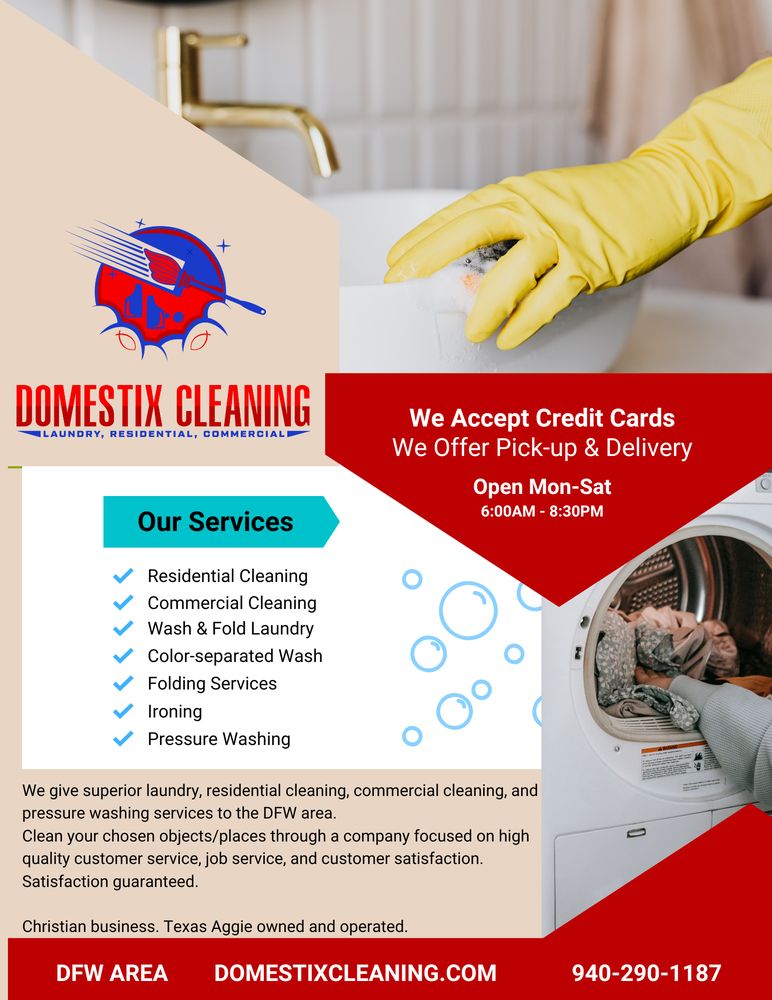 DOMESTIX CLEANING Cedar Hill, Texas Laundry Services Phone Number