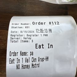 Arby's - Receipt