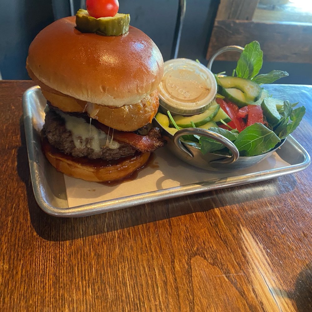 Vauxhall - Jameson BBQ Burger as served. Side salad instead of fries - Burgers Near Me - Huntington, New York Vauxhall - Jameson BBQ Burger as served. Side salad instead of fries - Burgers Near Me - Huntington, New York