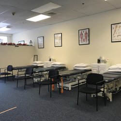 Bay State Physical Therapy - Rockland - Treatment tables (have been spaced further to promote social distancing)