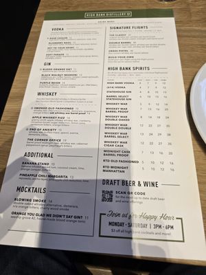 Menu photo 1 High Bank Distillery Westerville, OH Menu photo 1 High Bank Distillery Westerville, OH