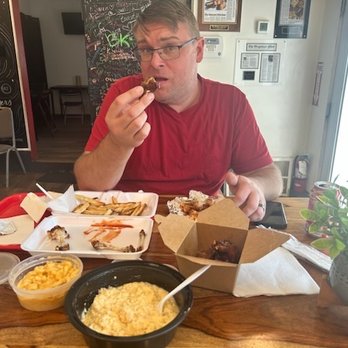 My Mama's Kitchen - This is what a happy dad looks like working on maintaining his dad bod! - Barbeque Near Me - Norfolk, Virginia