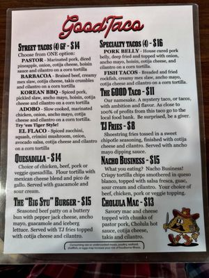 Menu photo 2 Good Taco Whitefish, MT Menu photo 2 Good Taco Whitefish, MT