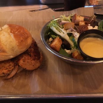 Pat and Gracie's - Gracie's chicken sandwich no cheese with side salad - American Near Me - Columbus, Ohio Pat and Gracie's - Gracie's chicken sandwich no cheese with side salad - American Near Me - Columbus, Ohio