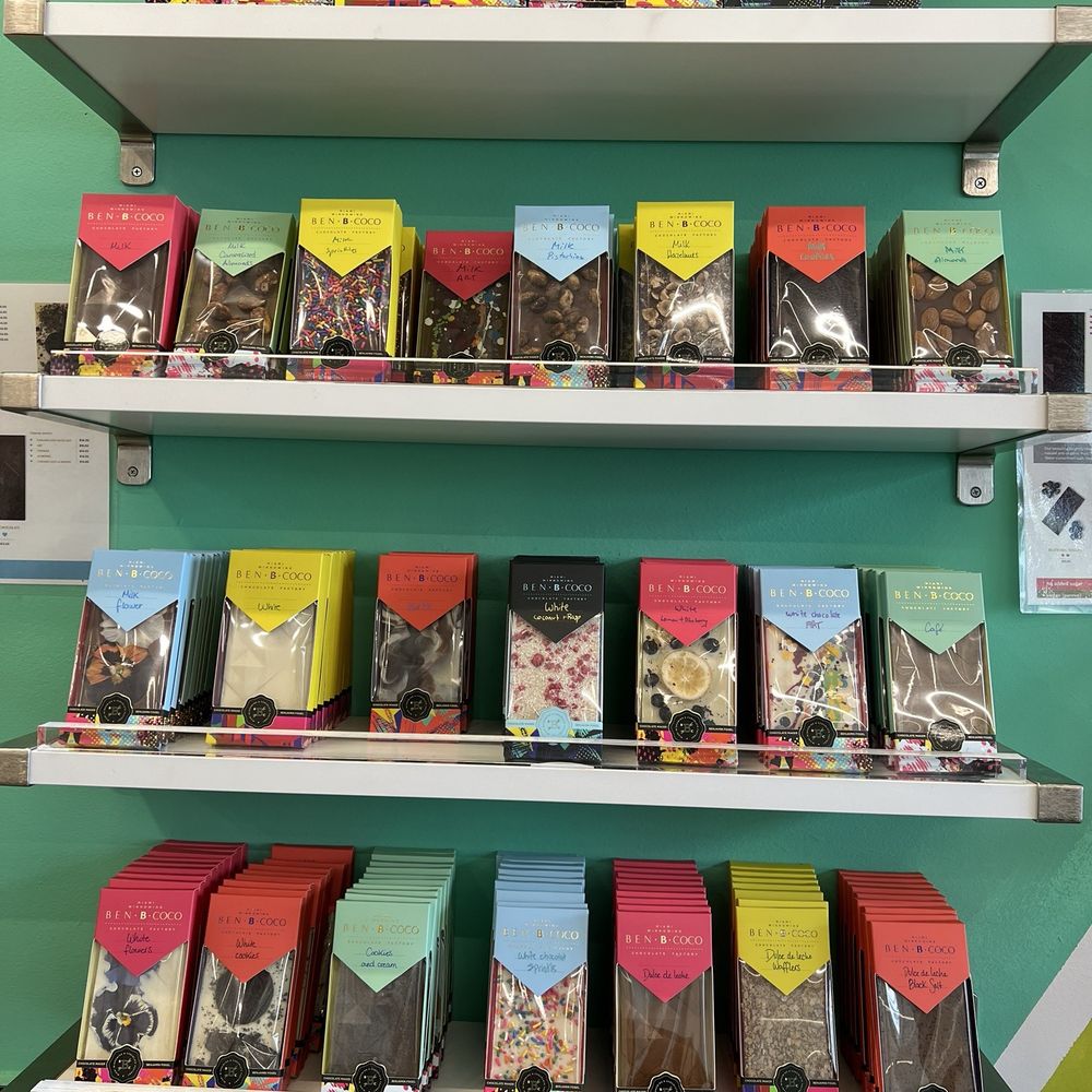 Ben B Coco Chocolate Shop Factory - One shelf of chocolates - Chocolatiers & Shops Near Me - Miami, Florida Ben B Coco Chocolate Shop Factory - One shelf of chocolates - Chocolatiers & Shops Near Me - Miami, Florida