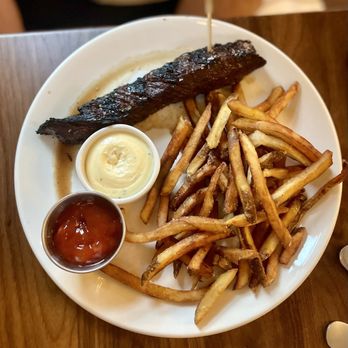 Tavern on the Square - Steak and fries- this was a wild cut of steak, I can't remember what it was called. it looks small in the picture but it was huge! - New American Near Me - New Wilmington, Pennsylvania