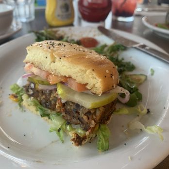 Harbour House Waterfront Eatery - Veggie burger and salad. - Pubs Near Me - Windsor, Ontario Harbour House Waterfront Eatery - Veggie burger and salad. - Pubs Near Me - Windsor, Ontario