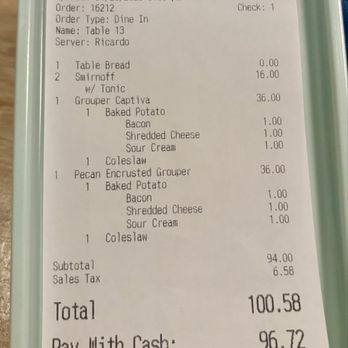 The Feast Restaurant - Dinner for 2 with 1 drink each. - Seafood Near Me - Holmes Beach, Florida