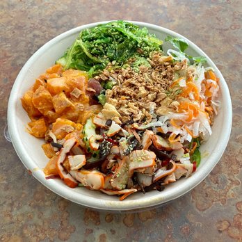Ohana Poke - Build your own bowl on sushi rice with 3 scoops of protein: salmon, spicy tuna, and spicy salmon. - Hawaiian Near Me - Fairhope, Alabama Ohana Poke - Build your own bowl on sushi rice with 3 scoops of protein: salmon, spicy tuna, and spicy salmon. - Hawaiian Near Me - Fairhope, Alabama