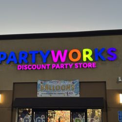 PartyWorks - sign at Visalia PartyWorks