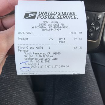USPS - From Washington Twp. MI to Pasadena CA, a present for my beautiful Yelp friend Nikki!!! - Post Offices Near Me - Washington, Michigan