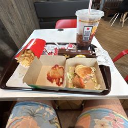 Minnesota State University Moorhead - Large coke, Spicy Deluxe McCrispy, Large Fries, and Strawberry Crème Pie.