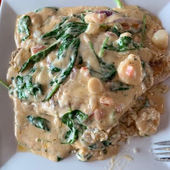 Beachfront Deck Bar & Grill - Flounder Chipotle- this one did have cream sauce - Bars Near Me - Surfside Beach, Texas