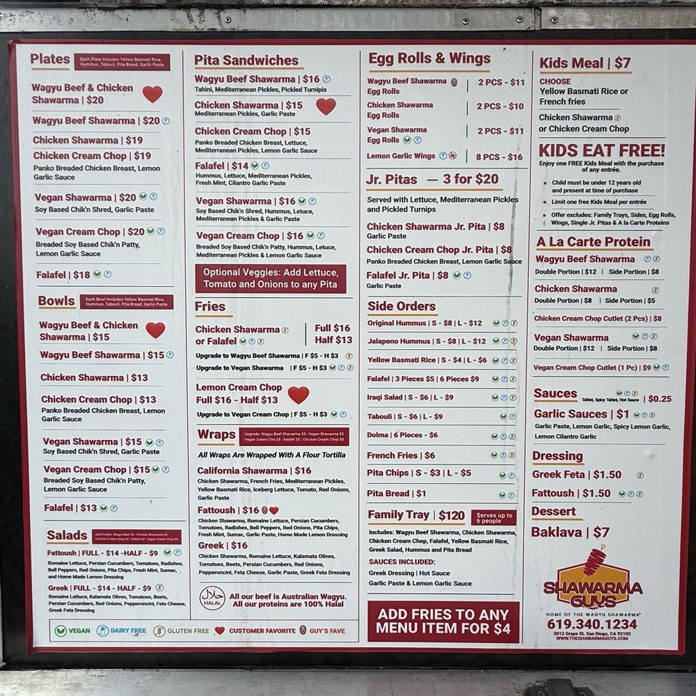 Shawarma Guys - Menu - Food Trucks Near Me - San Diego, California Shawarma Guys - Menu - Food Trucks Near Me - San Diego, California