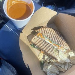 Tru Cafe - Tomato Basil Soup and Gouda Grilled Cheese Panini