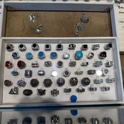 Stepani Jewelry - Silver rings on display.