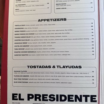 El Presidente - Menu - Mexican Near Me - Washington, DC, District of Columbia El Presidente - Menu - Mexican Near Me - Washington, DC, District of Columbia