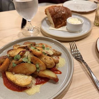 Interlude Kitchen & Bar - Patatas Bravas 5/5 & Garlic Sourdough 5/5 - New American Near Me - Elk Grove, California Interlude Kitchen & Bar - Patatas Bravas 5/5 & Garlic Sourdough 5/5 - New American Near Me - Elk Grove, California