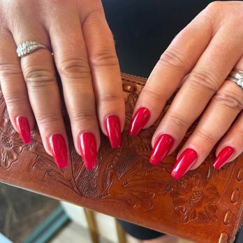 Shiloh Nails & Spa - Acrylic, with red gel, medium coffin shape. - Nail Salons Near Me - Windsor, California