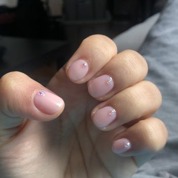 Trendy Nail & Spa - OPI gel color 33 base, 28 top coat with iridescent gem - Nail Salons Near Me - Commack, New York