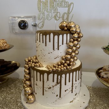 Alpine Pastry Shoppe - Two tier custom drip cake. 10 inch with extra layer on the bottom, 7 inch with extra layer on top. Butter cream frosting. - Bakeries Near Me - Smithtown, New York