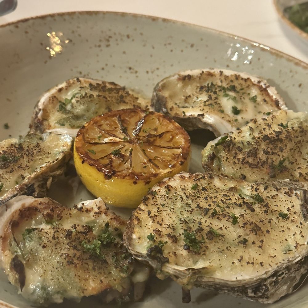 Curean - Oysters Rockefeller 7/10 too creamy for my taste and texture pallet but still tasty. - Mediterranean Near Me - Greenville, South Carolina Curean - Oysters Rockefeller 7/10 too creamy for my taste and texture pallet but still tasty. - Mediterranean Near Me - Greenville, South Carolina