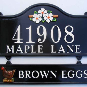 Mayfair Signs - A custom home address sign with additional hanging sign under it. - Home Decor Near Me - Chilliwack, British Columbia Mayfair Signs - A custom home address sign with additional hanging sign under it. - Home Decor Near Me - Chilliwack, British Columbia