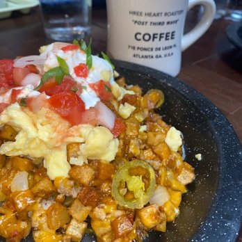 Rising Son - Hashed out, added scrambled eggs. - Southern Near Me - Avondale Estates, Georgia