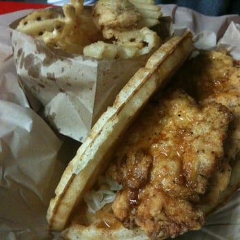 Bruxie - Fried Chicken Waffle with Waffle Cut Fries - Sandwiches Near Me - Orange, California