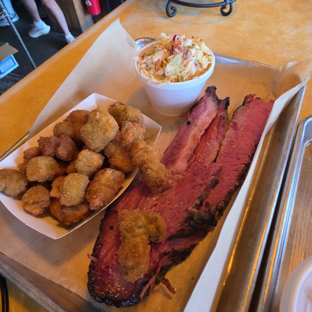 Pastrami special, okra, and slaw Pastrami special, okra, and slaw