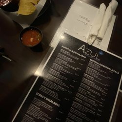 Azul Mexican Restaurant - Chips & menu