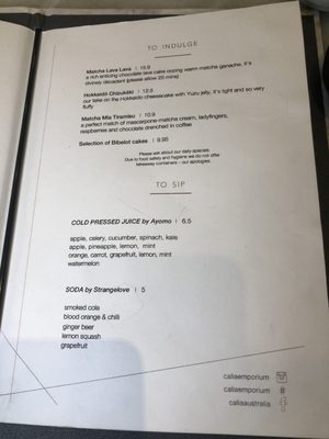 Menu photo 2 Calia Melbourne, VIC Menu photo 2 Calia Melbourne, VIC