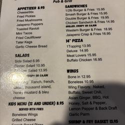 Woody'z Pub & Grill - Bar menu
