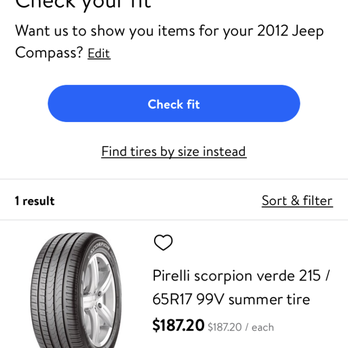 Walmart - https://www.walmart.com/ip/Pirelli-scorpion-verde-215-65R17-99V-summer-tire/716578122 - Department Stores Near Me - Edison, New Jersey