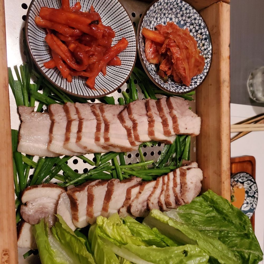 Golden pig - Boiled pork main dish for 2.  2 kinds of kimchee provided. - Korean Near Me - Honolulu, Hawaii