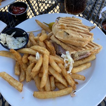 Blue Mountain Brewery - Cuban-Creole panini with fries and slaw. - Brewpubs Near Me - Afton, Virginia