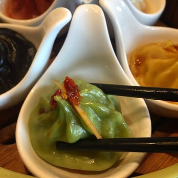 Dragon Beaux - Close up of the spinach XLB - Dim Sum Near Me - San Francisco, California